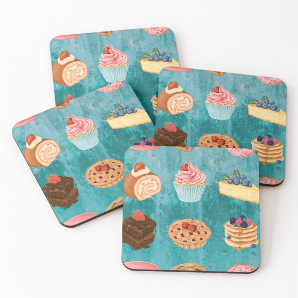Item preview, Tasty Teatime Treats Print on Aqua Background designed and sold by AfricanDreams.