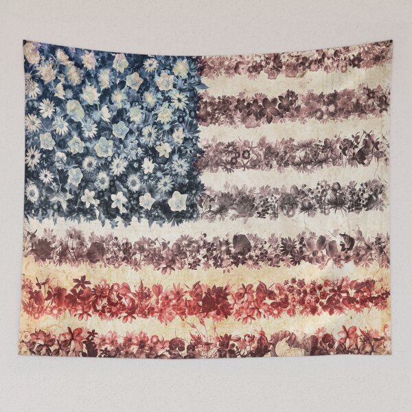 Artikelvorschau, USA Flagge amerikanische Flagge Blumen 1 entworfen und verkauft von BekimART.