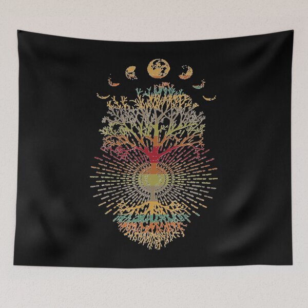 Item preview, Phases of the Moon Retro 60's 70's Vibe Tree of Life designed and sold by YvonneMuilenbu.