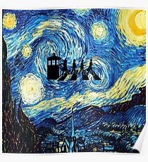 The Doctor Flying With Starry Night Poster