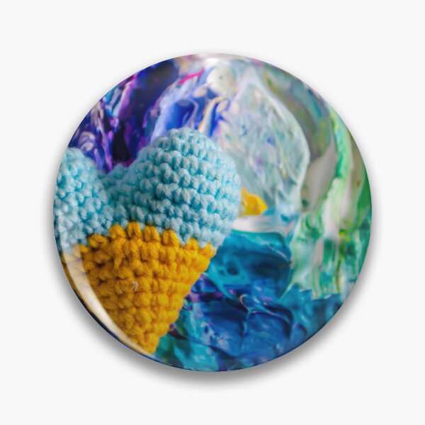 Item preview, Crocheted yellow-blue heart on a picturesque blue background. Peace in Ukraine k designed and sold by annaveres.