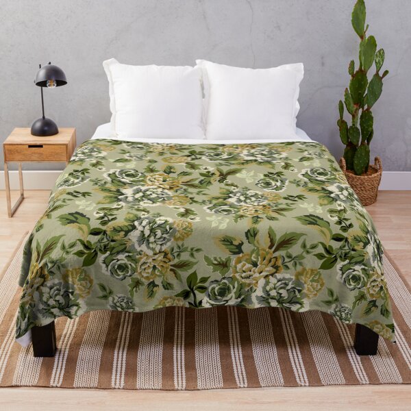 Item preview, Retro vintage Chintz roses green designed and sold by chrissyink.