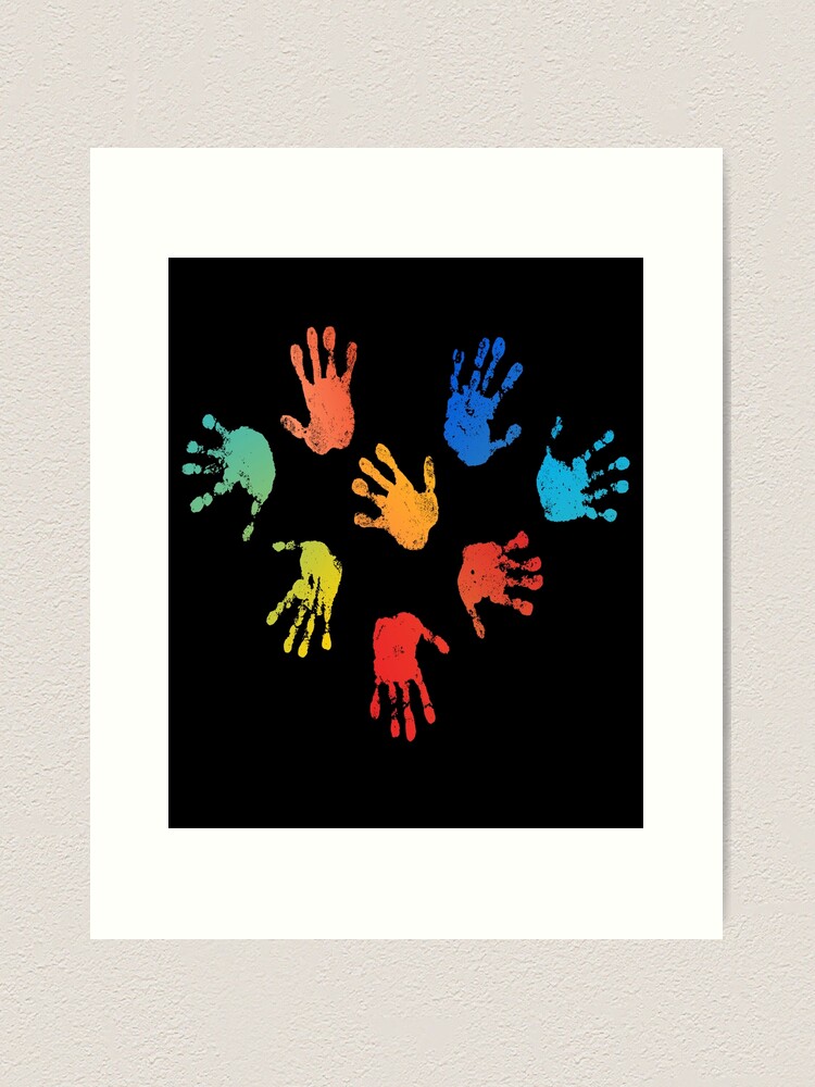 Finger Paint Kids Handprint Art Print by mooon85