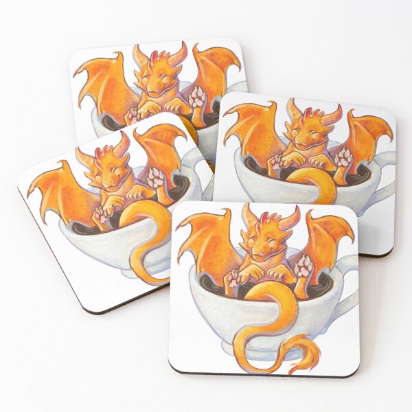 Item preview, Cute and happy orange dragon in a coffee cup designed and sold by LunarFerns.