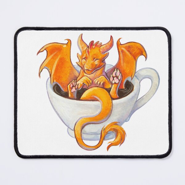 Item preview, Cute and happy orange dragon in a coffee cup designed and sold by LunarFerns.