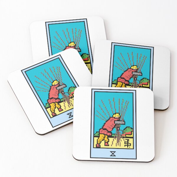 Artikelvorschau, Moment, ist das Pixel-Art-Tarot? Weiß – Minor Arcana „Ten of Wands“ (Design für T-Shirt, Aufkleber und andere Accessoires) entworfen und verkauft von Pixel Waite.