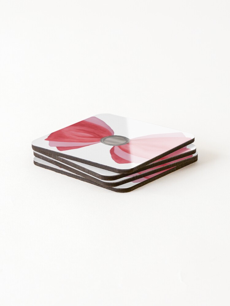 Thumbnail 4 of 5, Coasters (Set of 4), Pink Ribbon designed and sold by RuriIbara.
