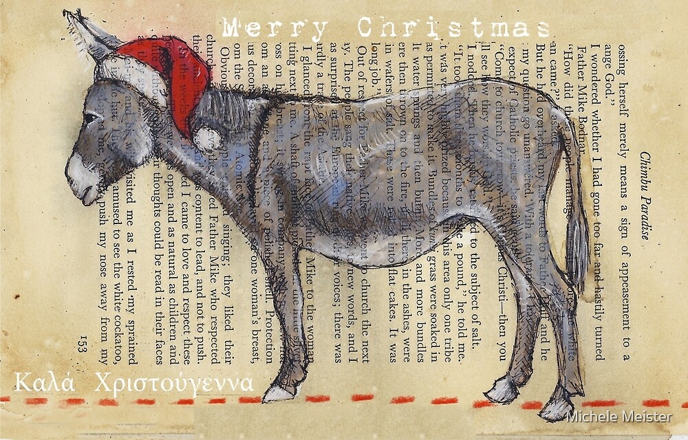 "Donkey Christmas card" by Michele Meister Redbubble