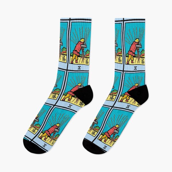 Item preview, Wait, is this pixel art tarot? Blue - Minor Arcana 'Ten of Wands' (Design for T-shirt, stickers and other accessories) designed and sold by Pixel Waite.