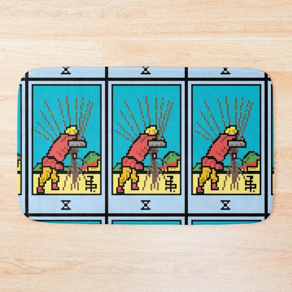 Item preview, Wait, is this pixel art tarot? Yellow - Minor Arcana 'Ten of Wands' (Design for T-shirt, stickers and other accessories) designed and sold by Pixel Waite.