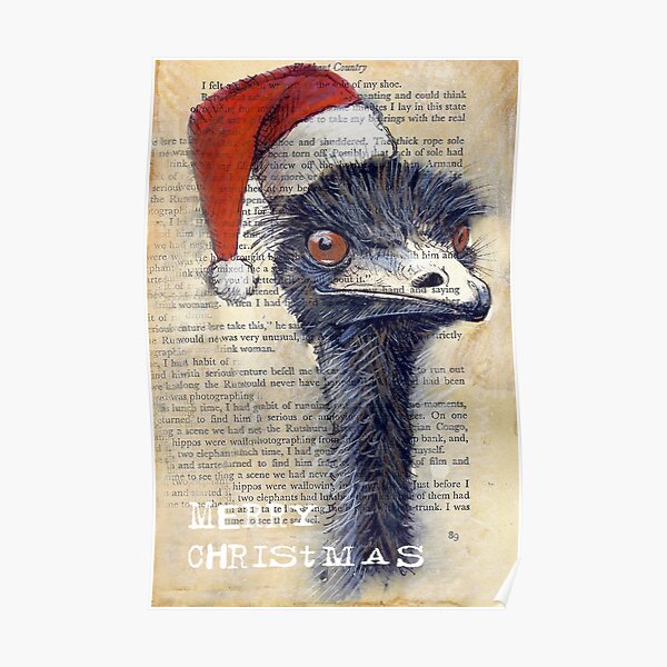 Emu Christmas Card Poster