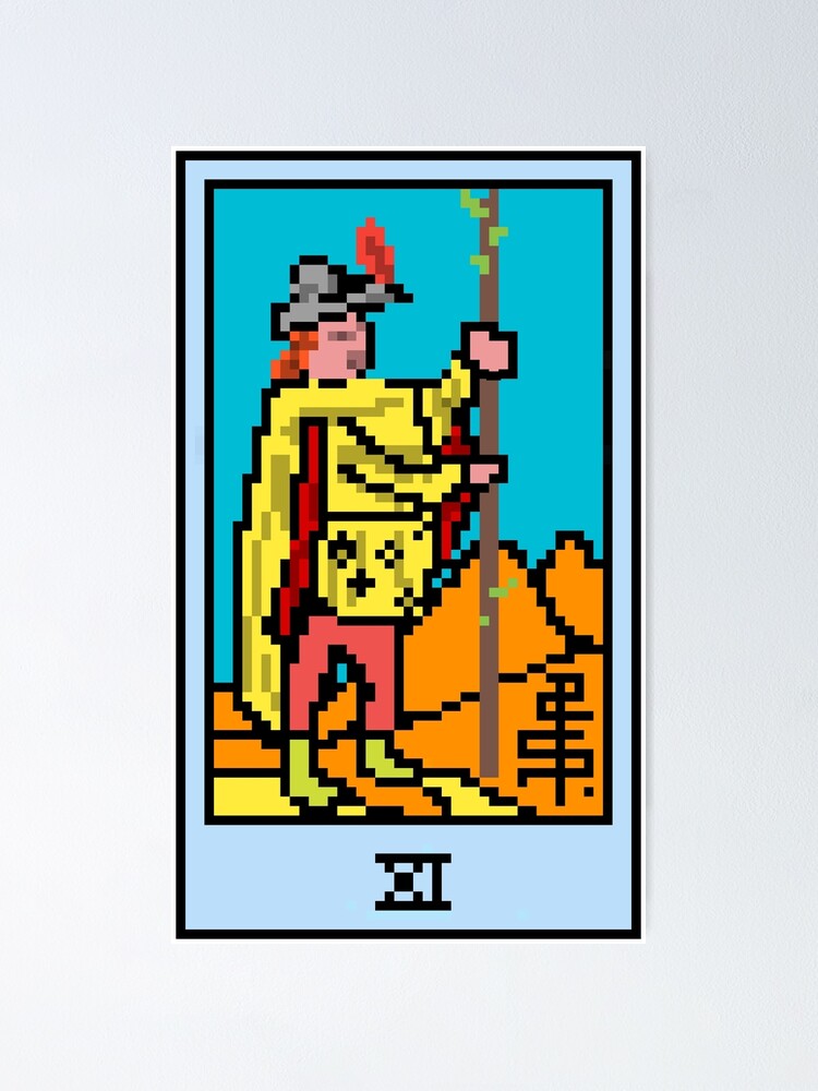 "Wait, is this pixel art tarot? Blue Minor Arcana 'Page of Wands