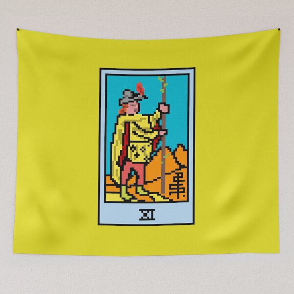 Item preview, Wait, is this pixel art tarot? Yellow - Minor Arcana 'Page of Wands' (Design for T-shirt, stickers and other accessories) designed and sold by Pixel Waite.