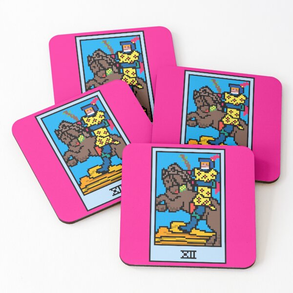 Item preview, Wait, is this pixel art tarot? Pink - Minor Arcana 'Knight  of Wands' (Design for T-shirt, stickers and other accessories) designed and sold by Pixel Waite.