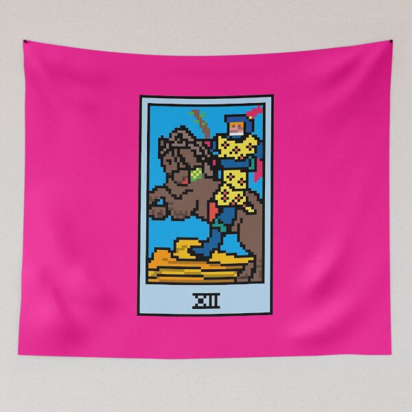 Item preview, Wait, is this pixel art tarot? Pink - Minor Arcana 'Knight  of Wands' (Design for T-shirt, stickers and other accessories) designed and sold by Pixel Waite.
