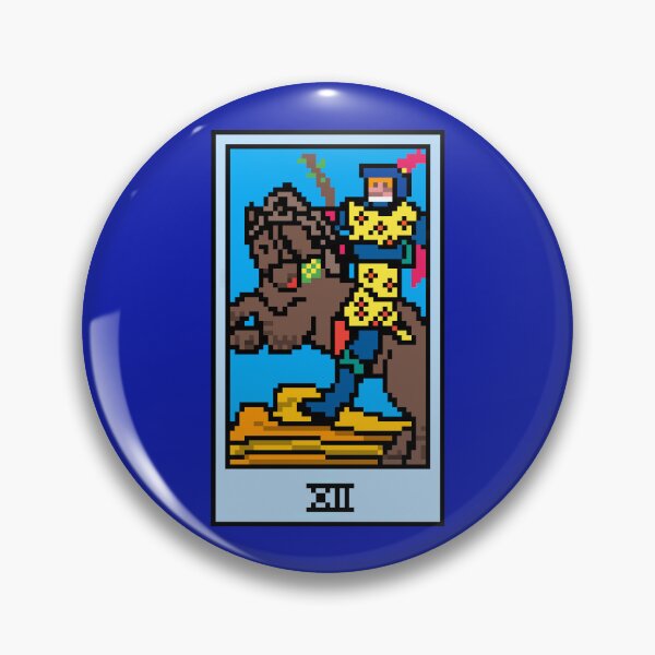 Item preview, Wait, is this pixel art tarot? Blue - Minor Arcana 'Knight of Wands' (Design for T-shirt, stickers and other accessories) designed and sold by Pixel Waite.