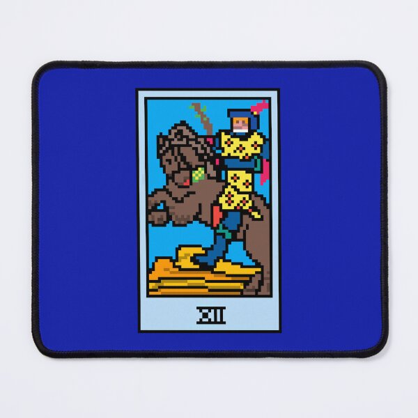Item preview, Wait, is this pixel art tarot? Blue - Minor Arcana 'Knight of Wands' (Design for T-shirt, stickers and other accessories) designed and sold by Pixel Waite.