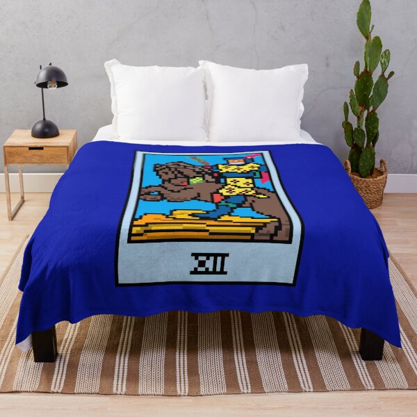 Item preview, Wait, is this pixel art tarot? Blue - Minor Arcana 'Knight of Wands' (Design for T-shirt, stickers and other accessories) designed and sold by Pixel Waite.