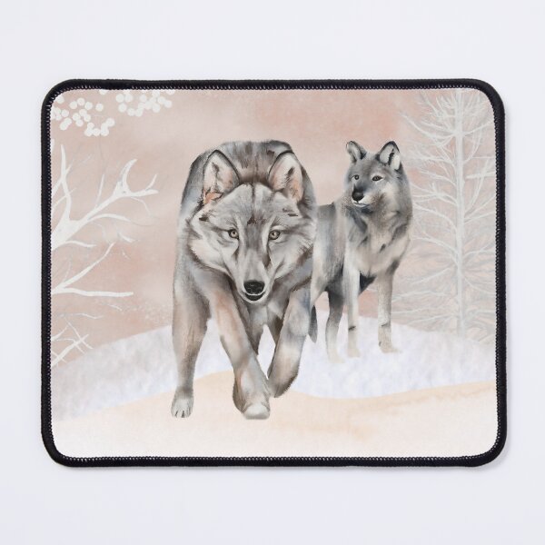 Item preview, Wolves in a White and Pastel Pink Winter Paradise designed and sold by Orianah.