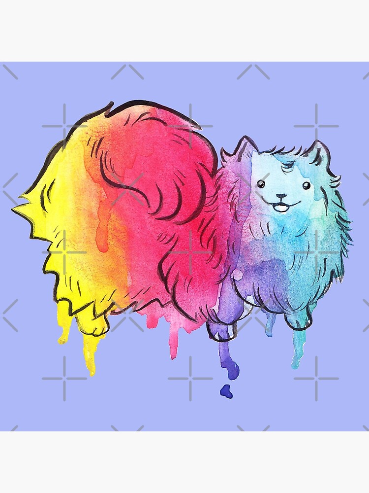 Rainbow Watercolor Drip Pomeranian Art Board Print for Sale by SaradaBoru