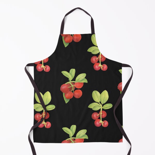 Item preview,  Fresh and tasty  red lingonberry with leaves pattern. Red berry on black background designed and sold by PeacefulArtUkr.