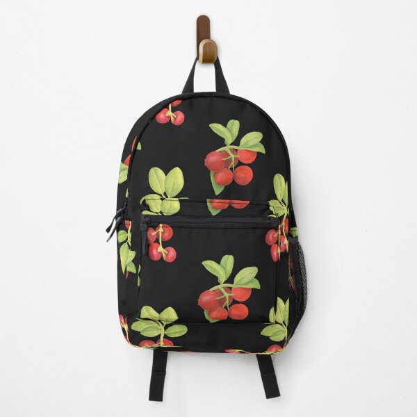 Item preview, Fresh and tasty red lingonberry with leaves pattern. Red berry on black background designed and sold by PeacefulArtUkr.