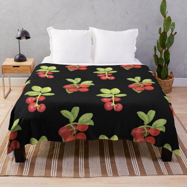 Item preview, Fresh and tasty red lingonberry with leaves pattern. Red berry on black background designed and sold by PeacefulArtUkr.