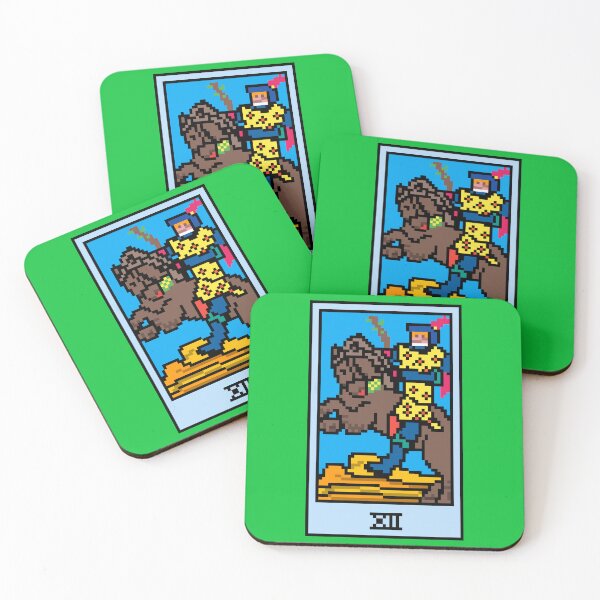 Item preview, Wait, is this pixel art tarot? Green - Minor Arcana 'Knight of Wands' (Design for T-shirt, stickers and other accessories) designed and sold by Pixel Waite.