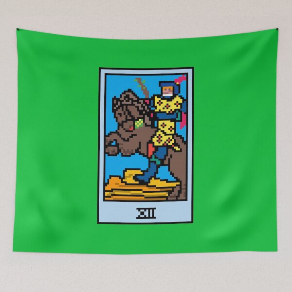 Item preview, Wait, is this pixel art tarot? Green - Minor Arcana 'Knight of Wands' (Design for T-shirt, stickers and other accessories) designed and sold by Pixel Waite.
