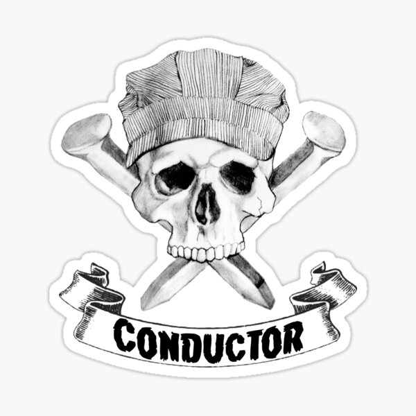 Vista previa del artículo con la obra «Conductor Skull y Spike Crossbones», diseñado y vendido por ConductorJess.