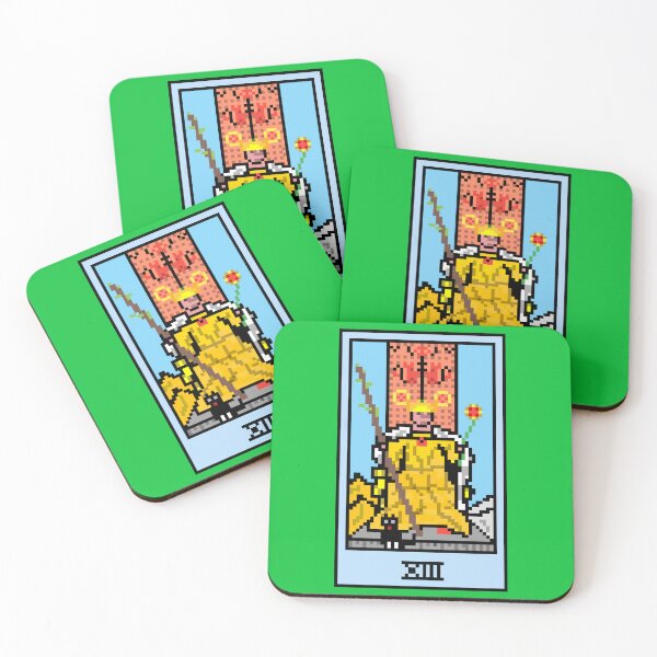 Item preview, Wait, is this pixel art tarot? Green - Minor Arcana 'Queen  of Wands' (Design for T-shirt, stickers and other accessories) designed and sold by Pixel Waite.