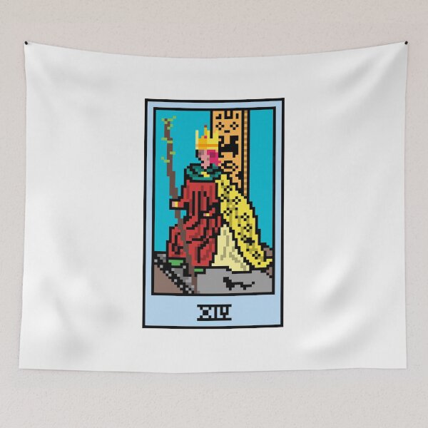 Item preview, Wait, is this pixel art tarot? White - Minor Arcana 'King of Wands' (Design for T-shirt, stickers and other accessories) designed and sold by Pixel Waite.