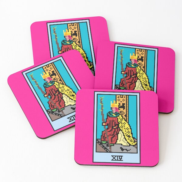 Item preview, Wait, is this pixel art tarot? Pink - Minor Arcana 'King of Wands' (Design for T-shirt, stickers and other accessories) designed and sold by Pixel Waite.