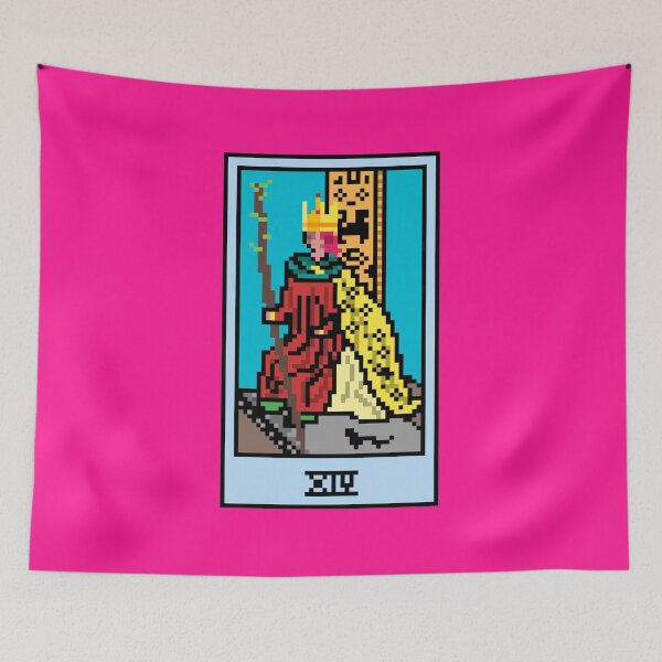 Item preview, Wait, is this pixel art tarot? Pink - Minor Arcana 'King of Wands' (Design for T-shirt, stickers and other accessories) designed and sold by Pixel Waite.