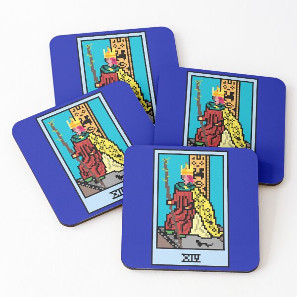 Item preview, Wait, is this pixel art tarot? Blue - Minor Arcana 'King of Wands' (Design for T-shirt, stickers and other accessories) designed and sold by Pixel Waite.