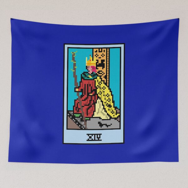 Item preview, Wait, is this pixel art tarot? Blue - Minor Arcana 'King of Wands' (Design for T-shirt, stickers and other accessories) designed and sold by Pixel Waite.