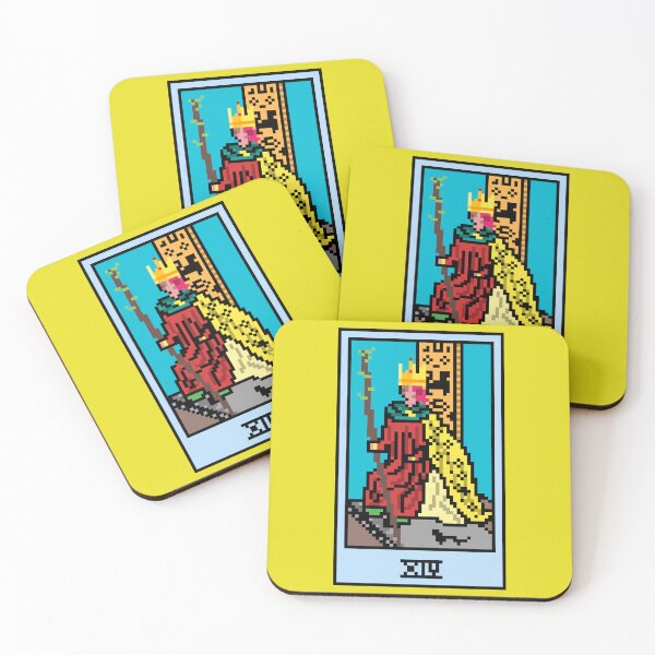 Item preview, Wait, is this pixel art tarot? Yellow - Minor Arcana 'King of Wands' (Design for T-shirt, stickers and other accessories) designed and sold by Pixel Waite.