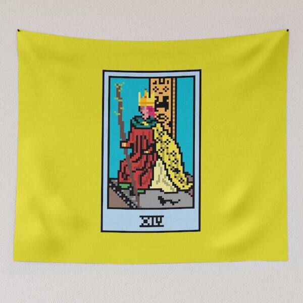 Item preview, Wait, is this pixel art tarot? Yellow - Minor Arcana 'King of Wands' (Design for T-shirt, stickers and other accessories) designed and sold by Pixel Waite.