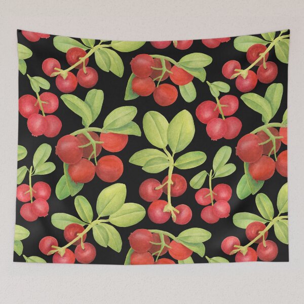 Item preview, Red berry on a branch pattern. Forest berry décor designed and sold by PeacefulArtUkr.