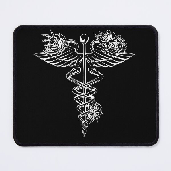 Item preview, Caduceus Art Medical, medical illustration art, floral caduceus stickers, medical symbol designed and sold by Collagedream.