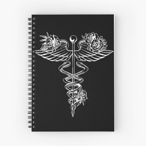Item preview, Caduceus Art Medical, medical illustration art, floral caduceus stickers, medical symbol designed and sold by Collagedream.