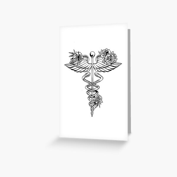 "Caduceus Art Medical, Medical Illustration Art, Floral Caduceus ...