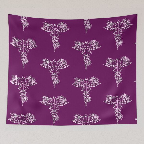 Item preview, Caduceus Art Medical, medical illustration art, floral caduceus stickers, medical symbol designed and sold by Collagedream.