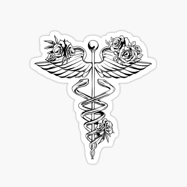 Cadeus Medical medecine pharmacy doctor acient high detailed symbol. Vector  hand drawn black linear tho snakes with wings sword background. Greek retro  culture hospital old element. Tattoo design. Stock Vector | Adobe