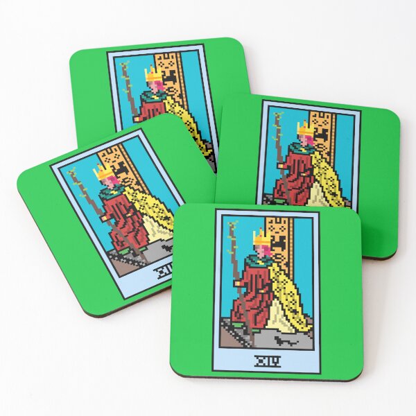 Item preview, Wait, is this pixel art tarot? Green - Minor Arcana 'King of Wands' (Design for T-shirt, stickers and other accessories) designed and sold by Pixel Waite.