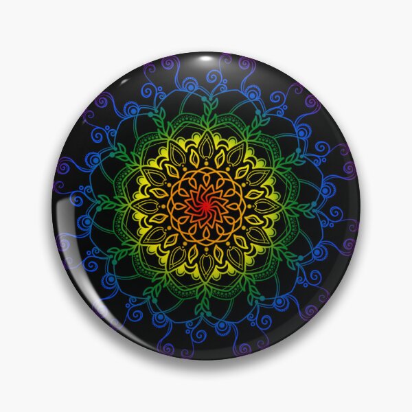 Item preview, Rainbow mandala button designed and sold by EnjoyHopeArt.