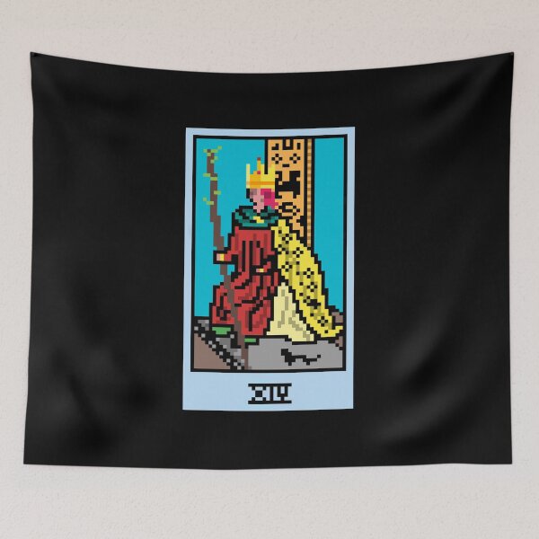 Item preview, Wait, is this pixel art tarot? Black - Minor Arcana 'King of Wands' (Design for T-shirt, stickers and other accessories) designed and sold by Pixel Waite.