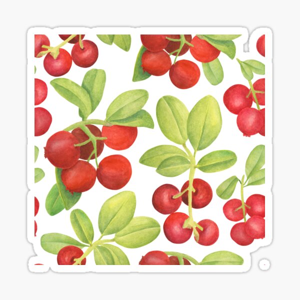 Artikel-Vorschau von Rote Beeren auf einem Zweigmuster. Waldbeerendekor, designt und verkauft von PeacefulArtUkr.