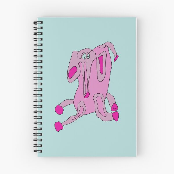 Item preview, Pink elephant, unrolled line (blue green background) designed and sold by MentaLee.
