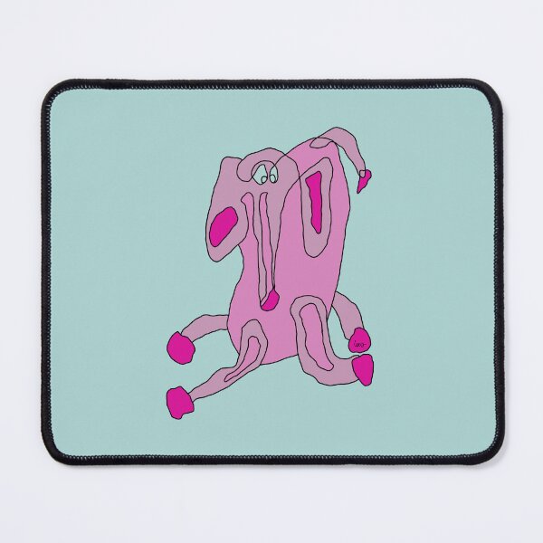 Item preview, Pink elephant, unrolled line (blue green background) designed and sold by MentaLee.